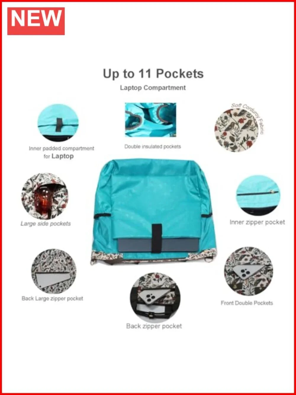 3-in-1 Convertible Diaper Bag Tote Backpack Crossbody Water-Repellent Canvas